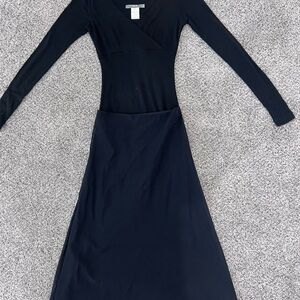 Vtg Severing Peraudin Black Fitted Ribbed Mesh Maxi Dress French Designer Size M